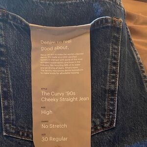 Everlane Curvy 90s Cheeky Straight Jean - Classic Blue